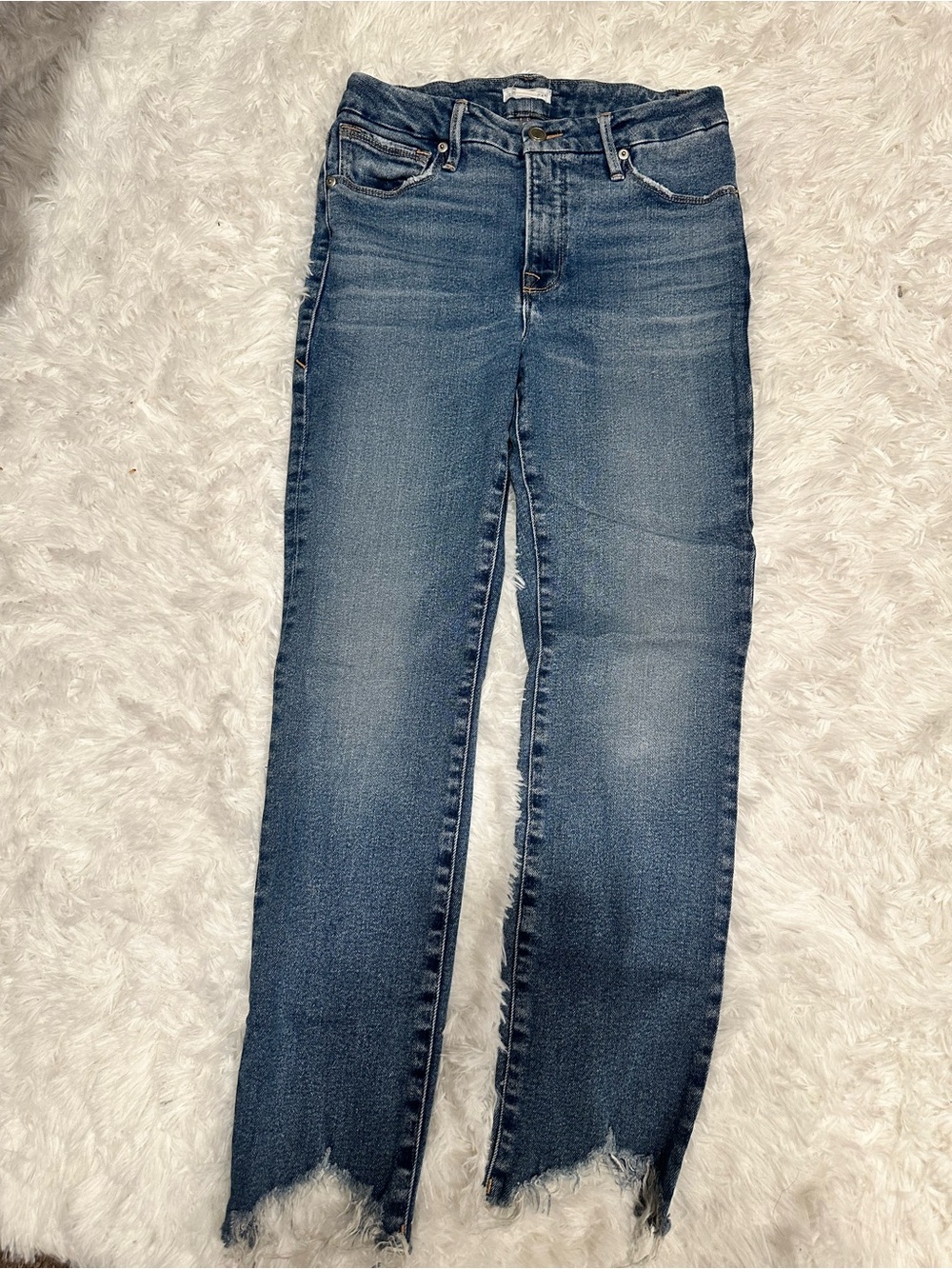 Good American Good Legs Cigarette Raw Hem Jeans Size 4/27